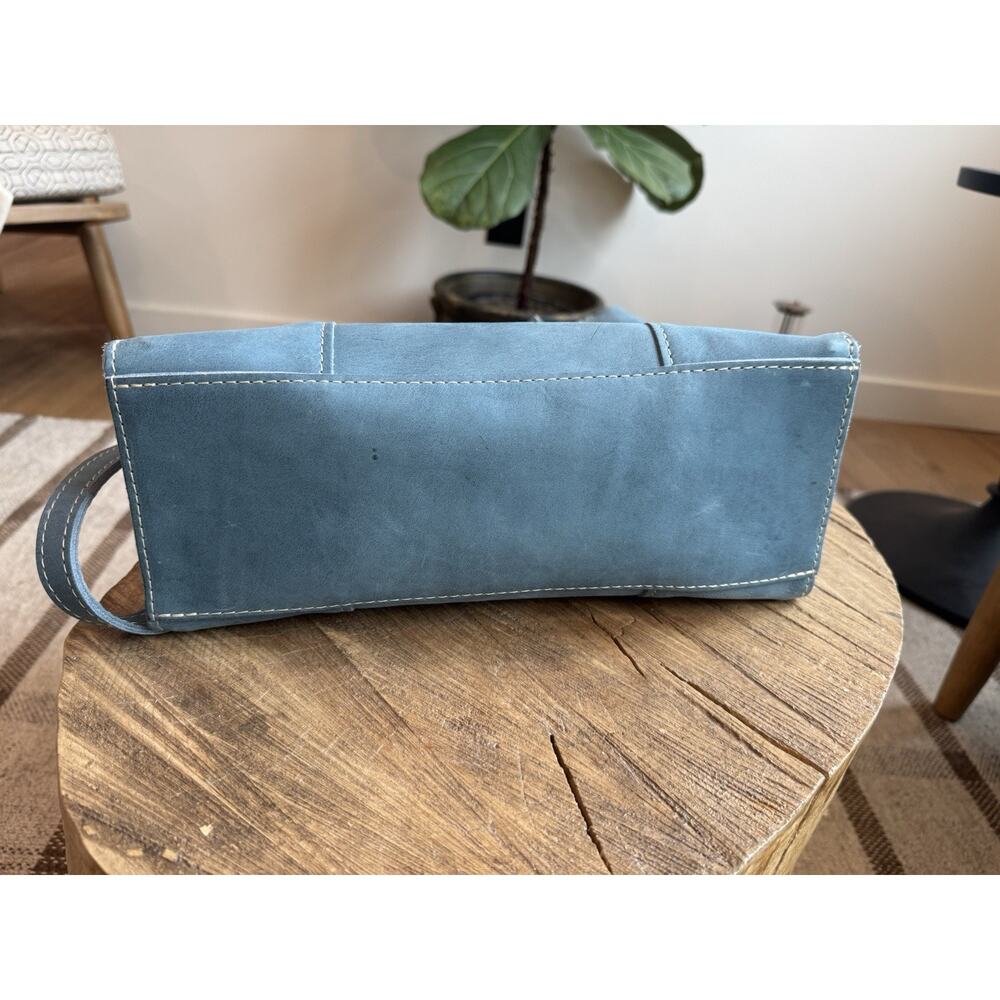 Portland Leather Goods Lola Large Zip Tote Crossbody Shoulder Aqua Blue - Picture 6 of 11